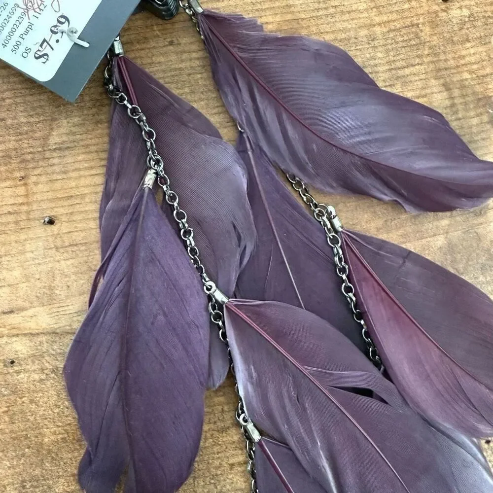 NWT NOS Vintage Y2K Deb Purple Feather Clips Indie Sleaze